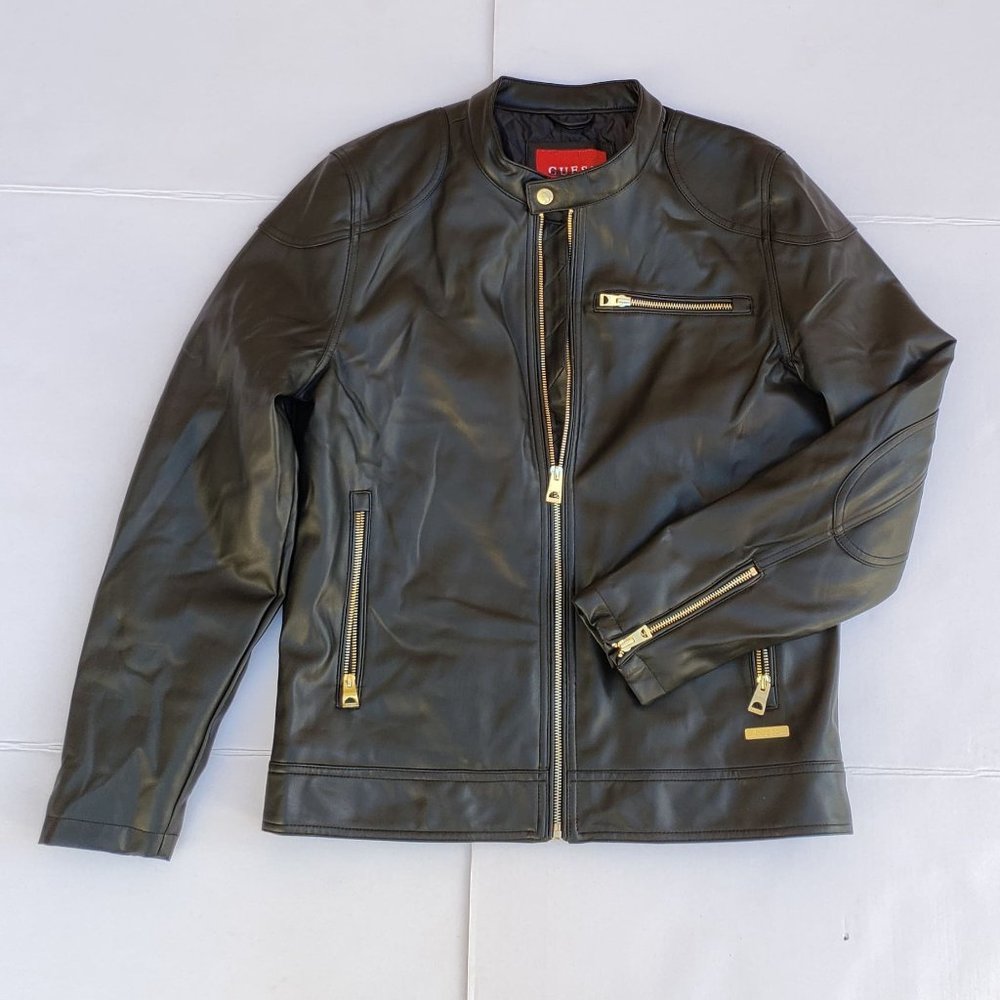 New GUESS Jace Faux-Leather Moto Jacket sz Small - Picture 5 of 11
